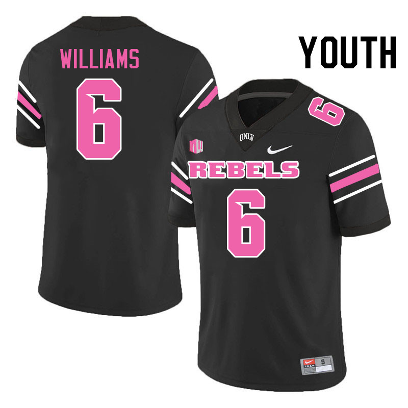 Youth #6 Hajj-Malik Williams UNLV Rebels College Football Jerseys Stitched-Black